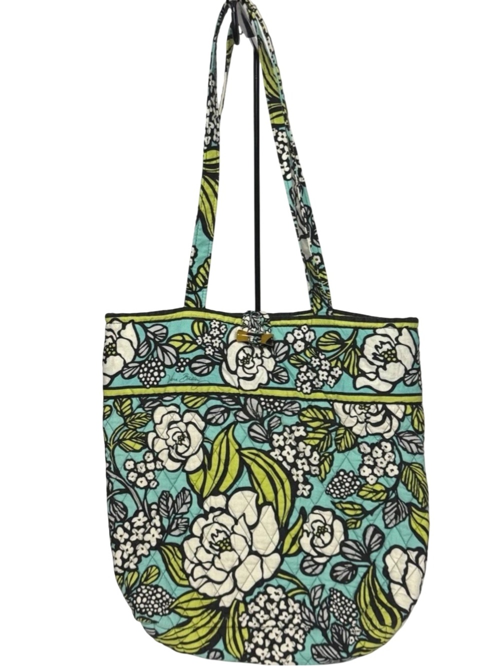 Vera Bradley Island Bloom Quilted Tote Bag Retired Pink Gray Floral Shoulder